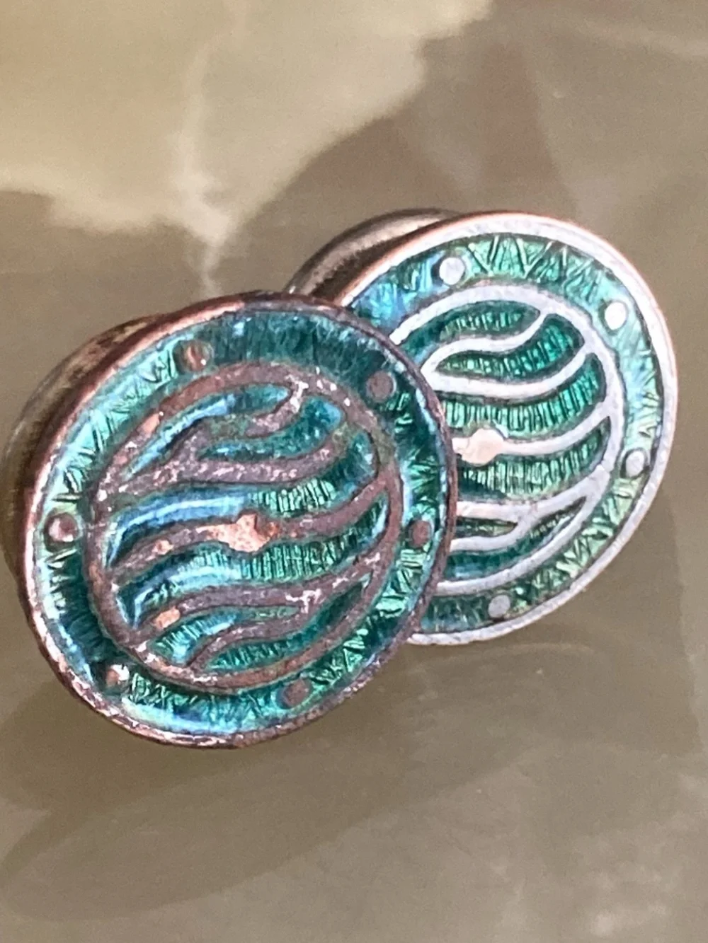 Antique Snap Link Green Enamel Single Cufflink Stud Early Art Deco Pre1923 Style